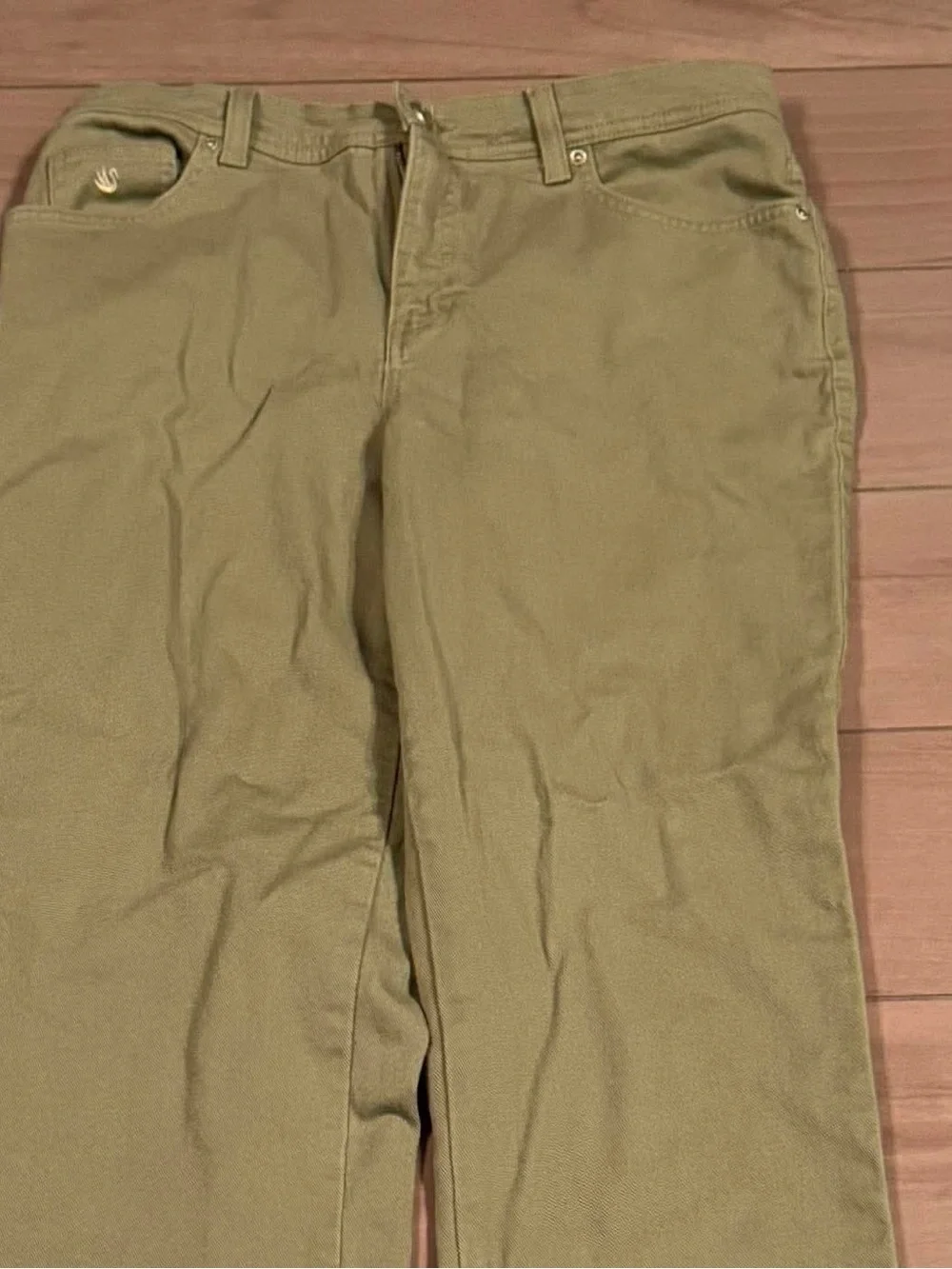 Gloria Vanderbilt Olive Green Straight-Leg Chinos size 12 inseam 24”